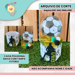 Caixa Poligonal Baixa com tampa Futebol - CAMADAS